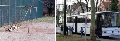 Die Realität: Hart- bzw. Ascheplatz und Bustransfer